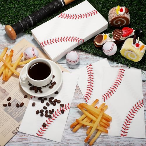 Kochorie 96-Count Baseball Napkins - 7.8 x 4.3 Inches Disposable Party Supplies
