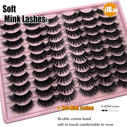 loladook 30 Pairs Faux Mink Full Strip Lashes - Wispy Cat Eye