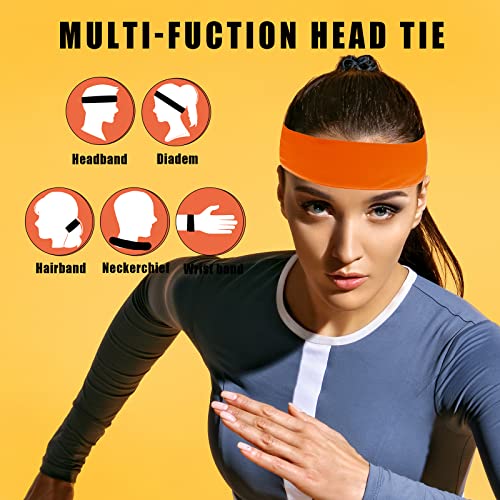 ONEYE Adjustable Tie Headband Sweat Bands - Solid Colors (9 PCS)