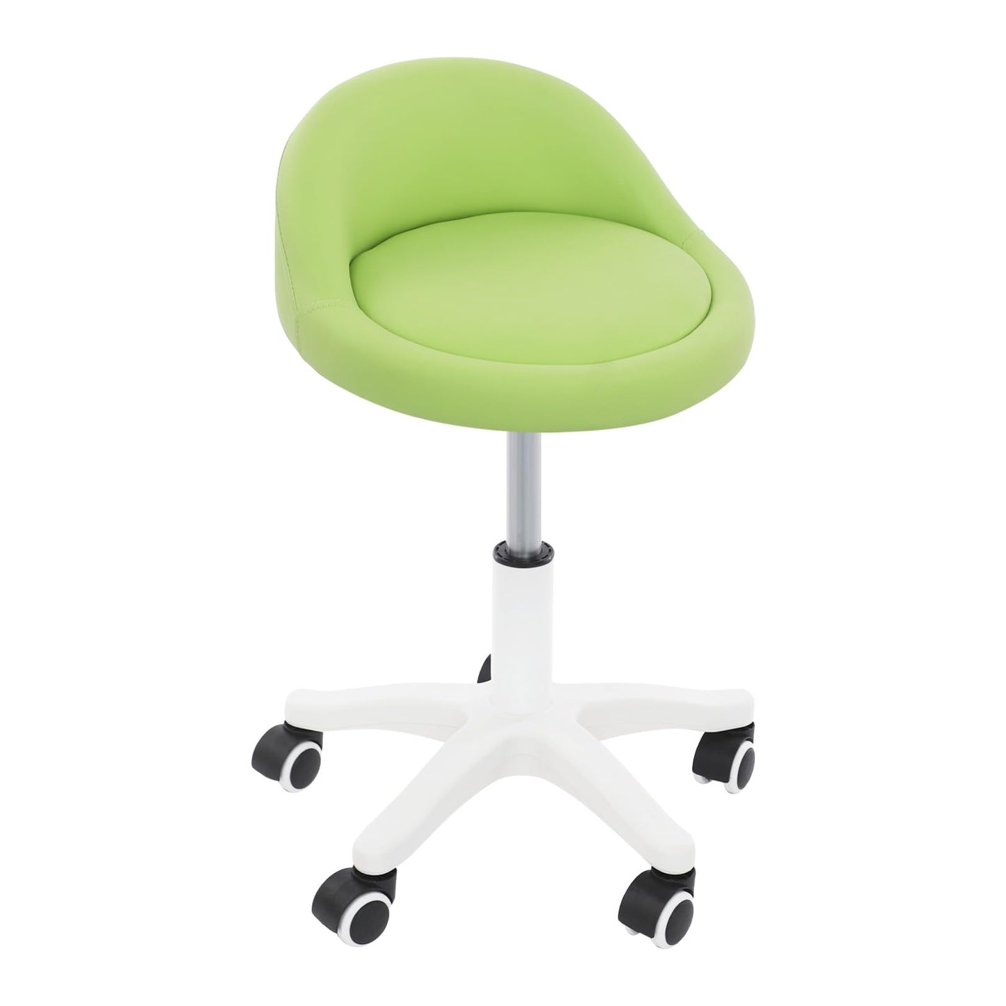 Titunjian Rolling Stool Chair with Backrest Round PU Leather Swivel Salon Stool Adjustable Height Drafting Tattoo Office Chair for Spa Salon Tattoo Massage Dental Office (Green)