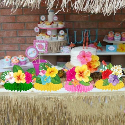 Hawaiian Hibiscus Honeycomb Centerpieces - 12PCS Tropical Decor