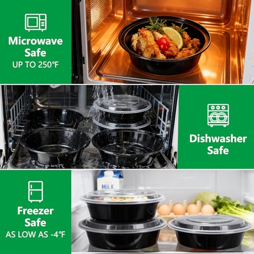 24 oz Meal Prep Containers with Lids - 10 Pack, BPA-Free, Stackable