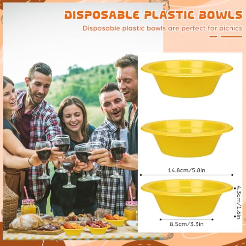 30 Pack 12 oz Yellow Disposable Plastic Bowls for Parties & Snacks