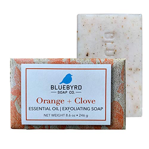 Bluebyrd Orange & Clove Exfoliating Soap Bar - 100% Vegan, 8.6oz