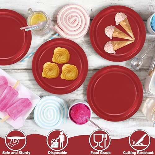 QZYL 50-Pack Heavy Duty 7-Inch Red Disposable Plates