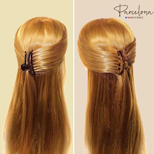 Parcelona French Tortoise Shell Hair Claw Clips Set of 2 - 2.75"