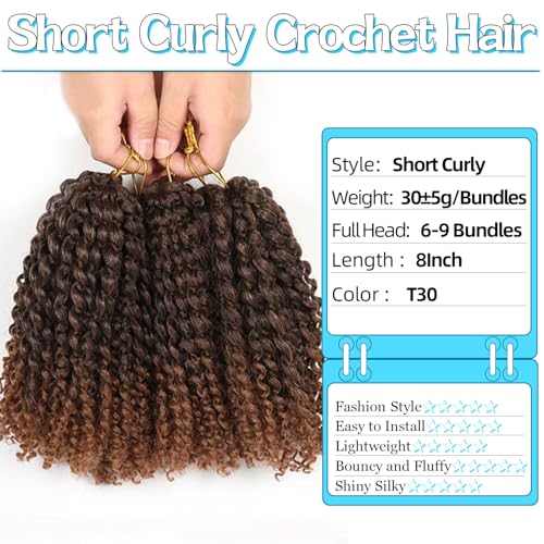 8 Inch Passion Twist Crochet Hair - 3 Bundles for Black Women