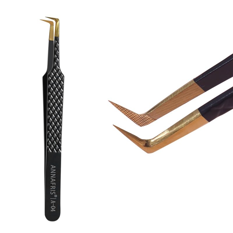 ANNAFRIS Lash Tweezers for Eyelash Extensions,Precision Fiber Tip for Volume Eyelash Extensions,Lash Extension Tweezers for Easy Application and Removal-A04
