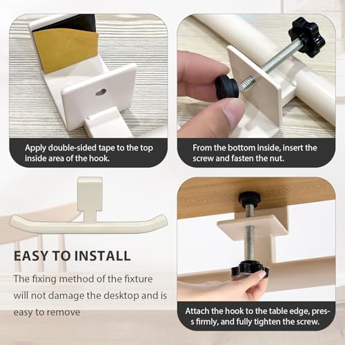 No-Drill Desktop Backpack Hook - Portable Under-Desk Organizer
