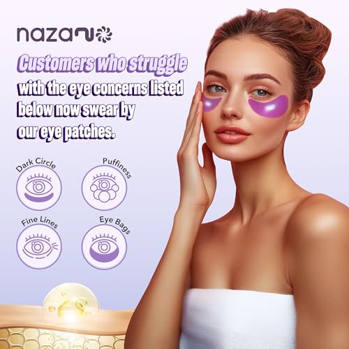 NAZANO Purple Under Eye Patches - 60 Pack Hydrating Eye Masks for Men & Women