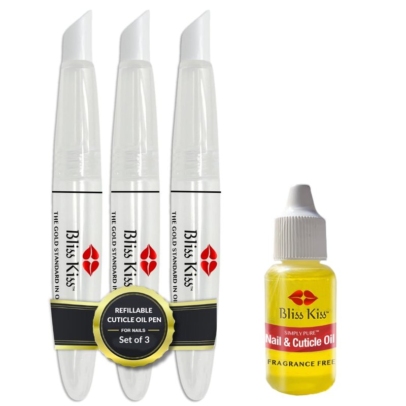 Simply Pure Cuticle Oil Dropper - Refillable Squeeze Pen 3-Pack | Fragrance-Free
