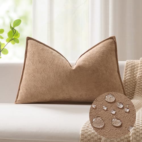 Soft Waterproof Lumbar Pillow Cover 12"x20" - Camel Color