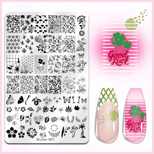 Biutee 7PCS Large Nail Stamping Kit with Scraper & Plates