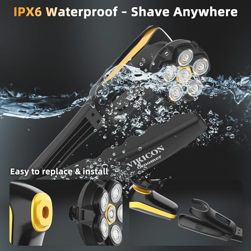 Back Shaver for Men: Long Foldable Handle Electric Back Razor with 6D No-Scratch Shaving - Waterproof Grooming Kit for Body/Beard/Head/Face Hair Removal, Gifts for Husband Dad (Black)