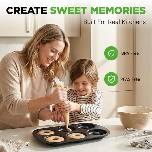 NutriChef Nonstick Donut Pan - 6-Cavity Carbon Steel Bakeware