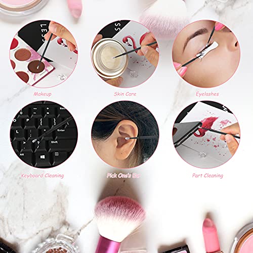 G2PLUS 400PCS Black Micro Cotton Swabs for Eyelash Extensions & Makeup, Disposable Applicators