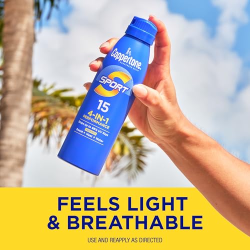 Coppertone Sport Sunscreen Spray SPF 15, Water Resistant, 5.5 fl oz