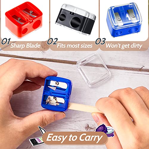 Chuangdi 5 Pack Dual Hole Makeup Pencil Sharpeners for Eyeliner & Lip Liner
