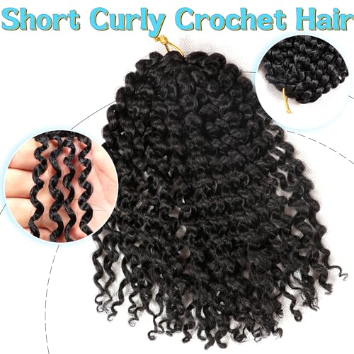 8 Inch Passion Twist Hair - 3 Bundles Kinky Curly Crochet Hair for Black Women (1B#)