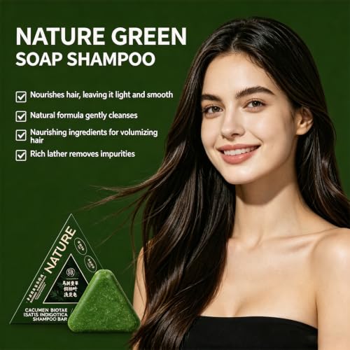 YECDET Nature Triangle Shampoo Bar with Usman Grass Extract - 1 Piece, for All Hair Types