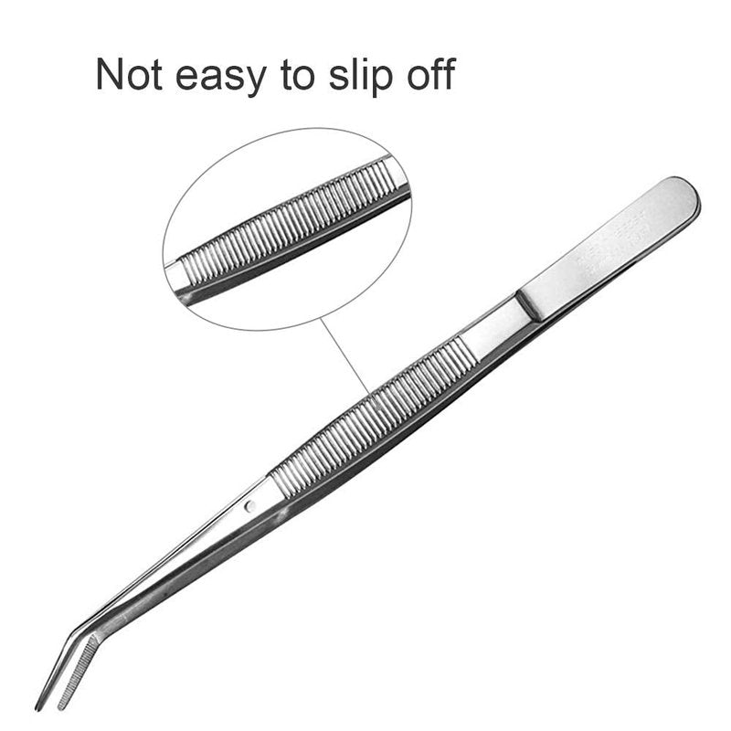 Stainless Steel Tweezers, with Curved Serrated Tip Multipurpose Sewing Machine Tweezers Forceps for Craft Repairing