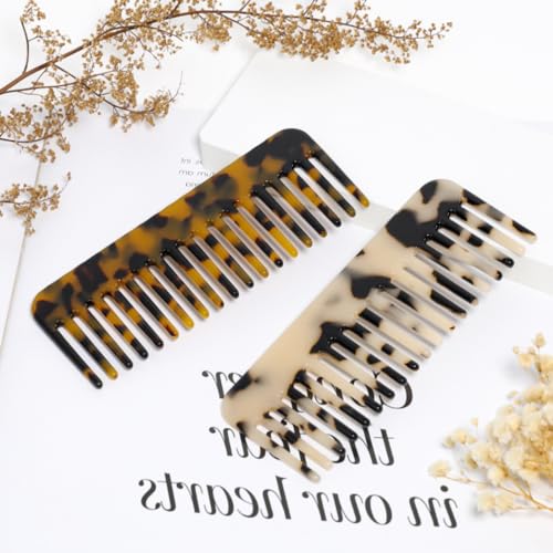 Mozeat Lens Wide Tooth Comb Set - Tortoise & Tokyo Style for Curly Hair