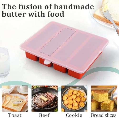 Silicone Butter Tray with Lid - 2 Pack Non-Stick Mold for Homemade Butter