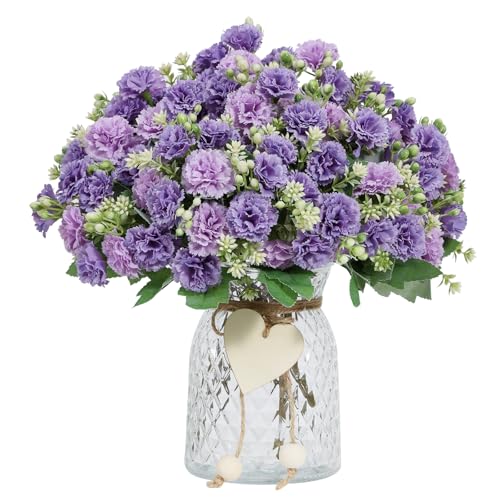 DuHouse Silk Carnation Flowers - 6 Bundles for Home & Wedding Decor