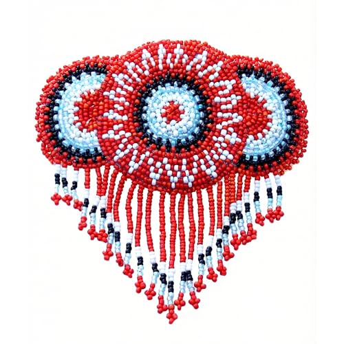 La Vivia Handmade Beaded Hair Barrette - Red Round Medallion Clip