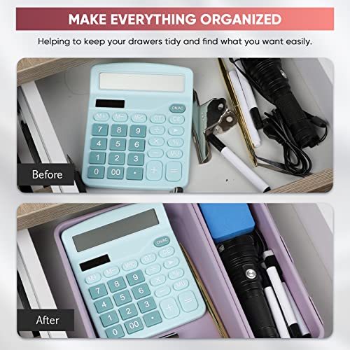 32-Piece Drawer Organizer Set for Office & Vanity, Multi-Size Storage Trays with Non-Slip Pads, Purple