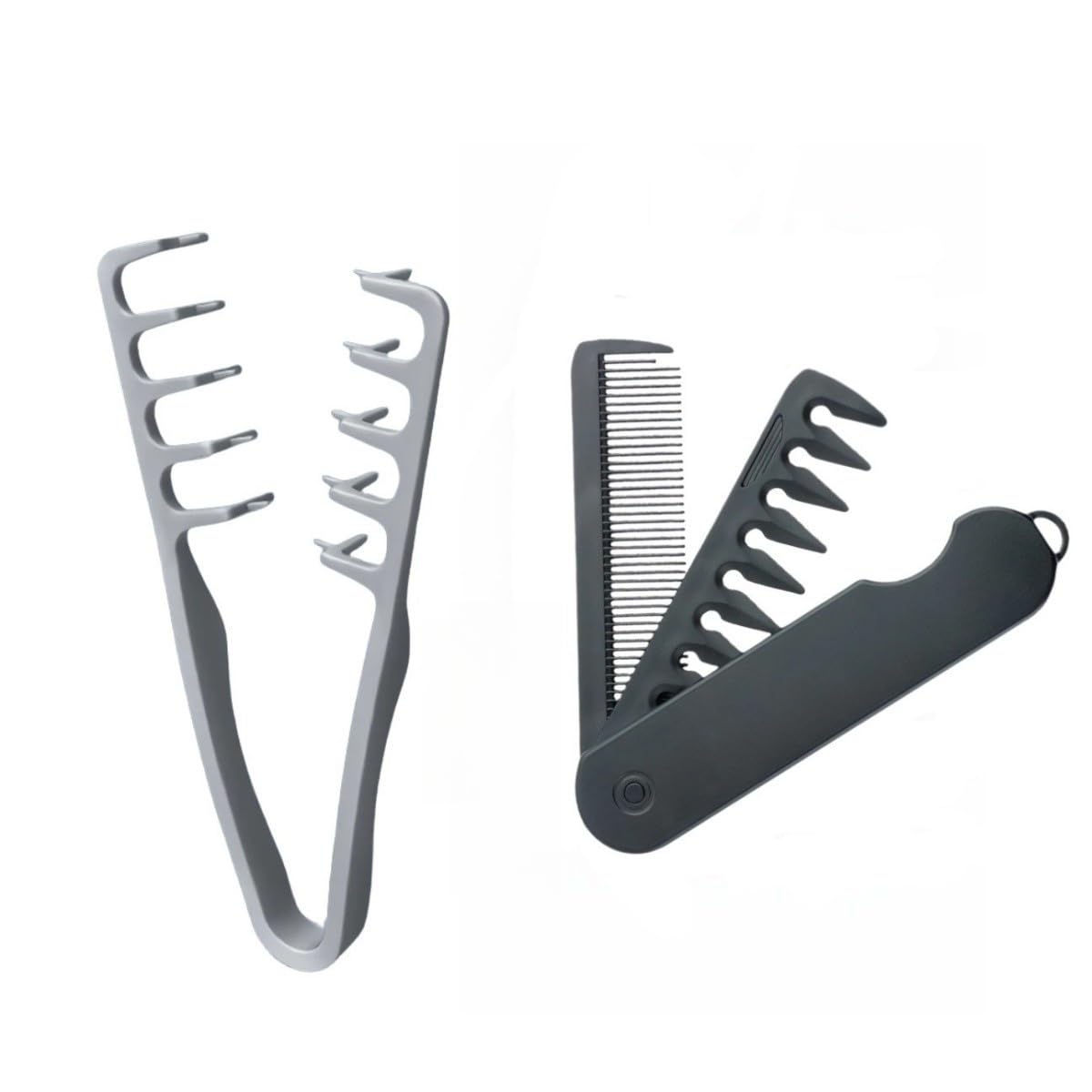 Voluminous Wide-Toothed Hair Comb Set - Travel Folding Design | Men's Fluffy Texture, ABS Plastic