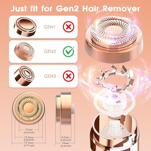 Gurelax Rosegold Replacement Heads for Facial Hair Remover 18K Gold, 4pcs for Finishing Touch Flawless Gen 2