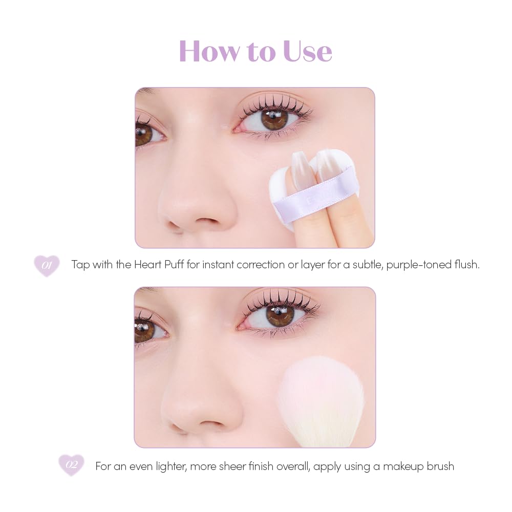 ETUDE Zero Sebum Loose Powder Purple, Lavender Tone Correcting Finely Milled Powder for Yellow Undertones, Lightweight Shine Control, Soft Matte Blur, 4g