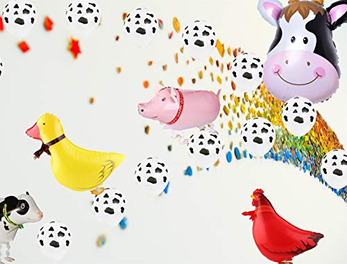 43pcs Farm Animal Balloons Set - Cow, Chicken, Duck, Pig Decorations
