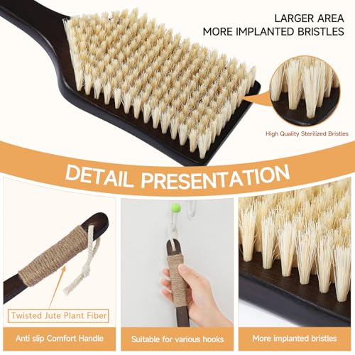 EnamelEVO Curved Long Handle Back Scrubber with Natural Stiff Bristles