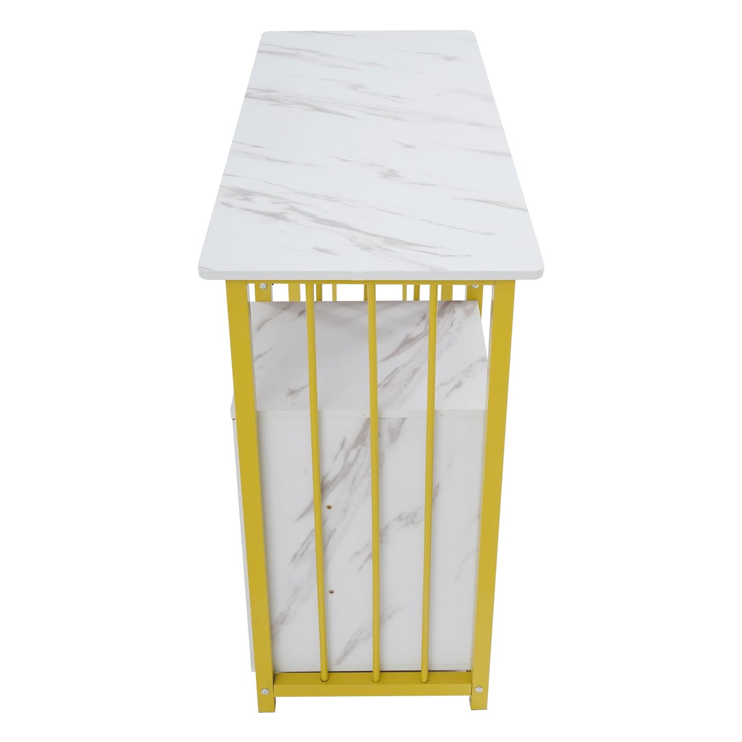 kangten Manicure Table for Nail Tech, Golden & Marbling Texture Nail Station with 3 Storage Drawers and Shelf, Nail Table with Metal Frame for Beauty Home Salon Spa