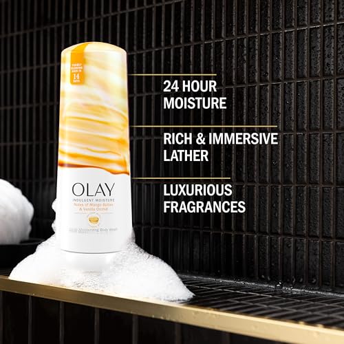 Olay Indulgent Moisture Body Wash for Women, 24hr Hydration, Mango Butter & Vanilla Orchid, 20 fl oz