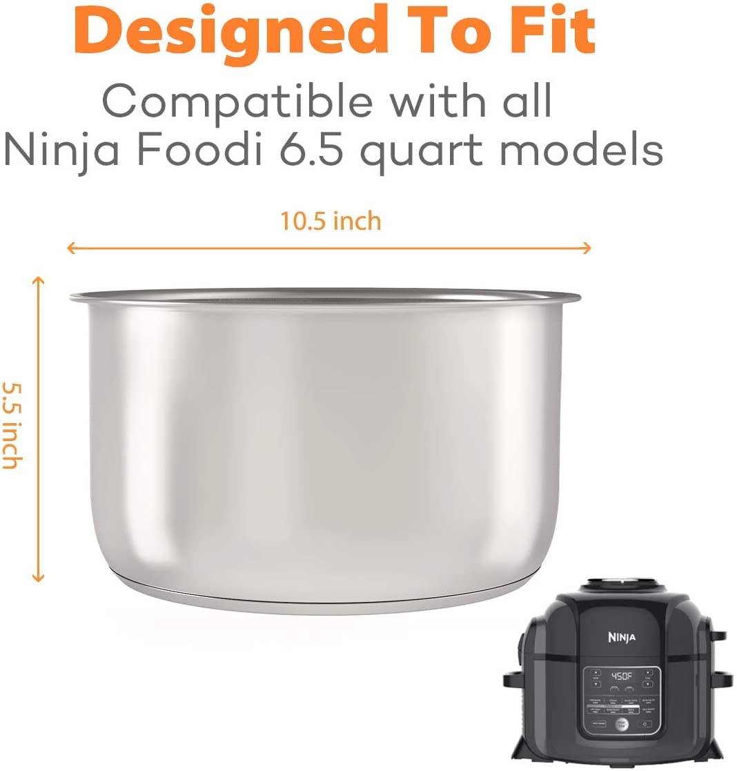 Goldlion Stainless Steel Inner Pot Compatible with Ninja Foodi 6.5 Quart Accessories Replacement Insert Liner