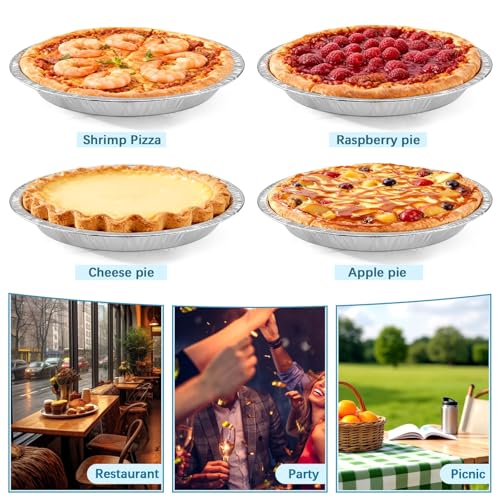 36 Pack 9 Inch Disposable Aluminum Foil Pie Tins - Heavy-Duty & Oven Safe