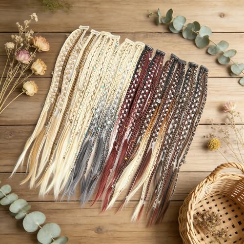 Eliza 16" Clip-In Braid Hair Extensions - Mixed Gray Boho Dreadlocks