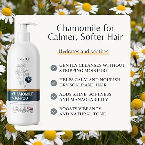 Edenika Botanicals Chamomile Shampoo – Hydrating Vegan Formula, 16 fl oz