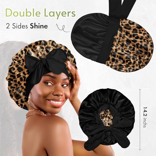 Bonnet Queen Adjustable Satin Hair Bonnet for Curly Hair - Double Layer Night Cap