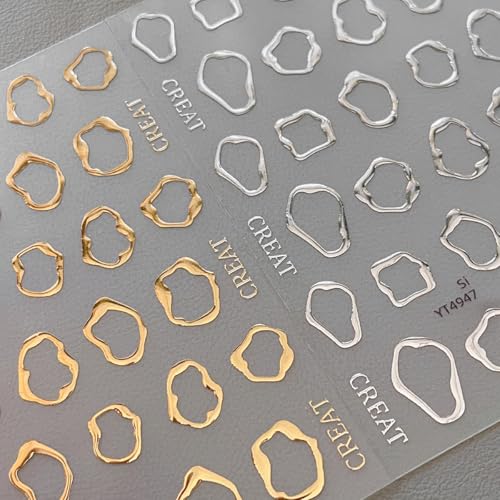 5D Metallic Nail Art Stickers - 4 Sheets Geometric Designs