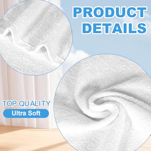 24-Pack 100% Cotton Washcloths, Soft 12x12 Inch White Face Cloths