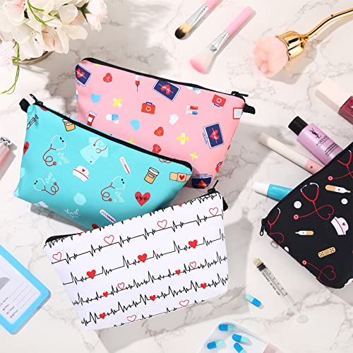 4-Piece Nurse Makeup Bag Set, Waterproof Cosmetic Pouch for Travel