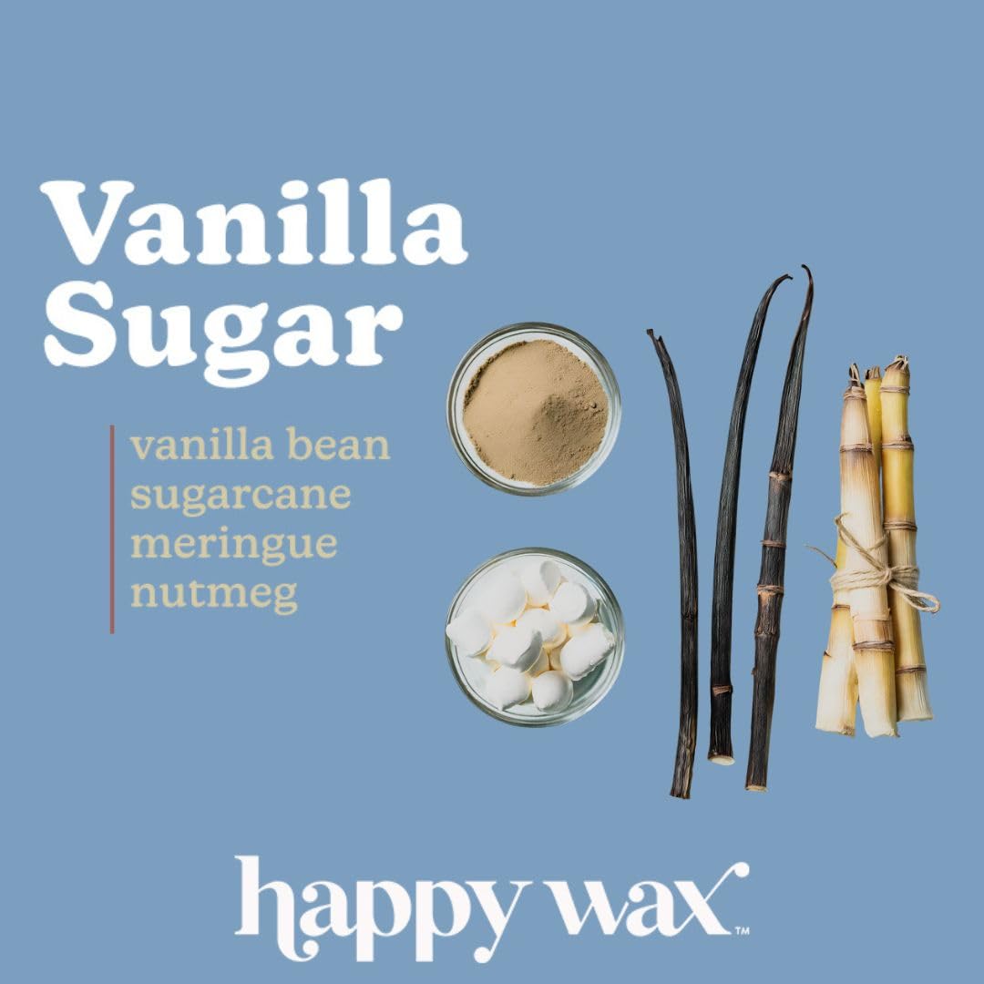 Happy Wax Winter Scented Soy Wax Melts (8oz Pouch) - Natural Strong - Infused with Essential Oils - Non Toxic - for Warmers (Vanilla Sugar, 8 Ounce)