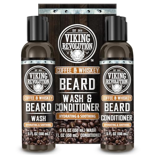Viking Revolution Beard Wash & Conditioner Set - Coffee Whiskey 5 oz Pack of 2