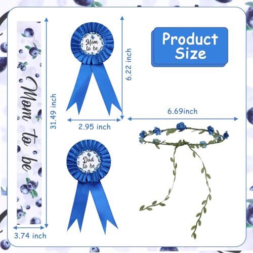 Blueberry Baby Shower Decorations Set - Sash, Pins & Flower Crown