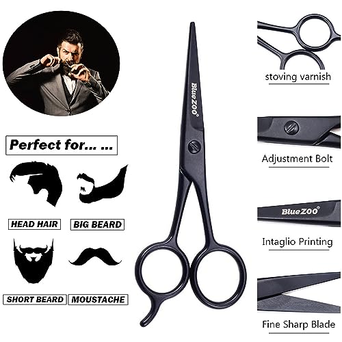 BlueZOO 3PCS Beard Mustache Nose Hair Scissors & Comb Kit