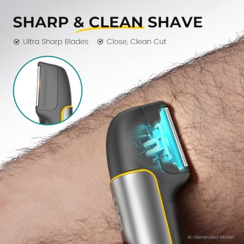 PRITECH Grey+Yellow Body & Pubic Hair Trimmer with Extendable Arm